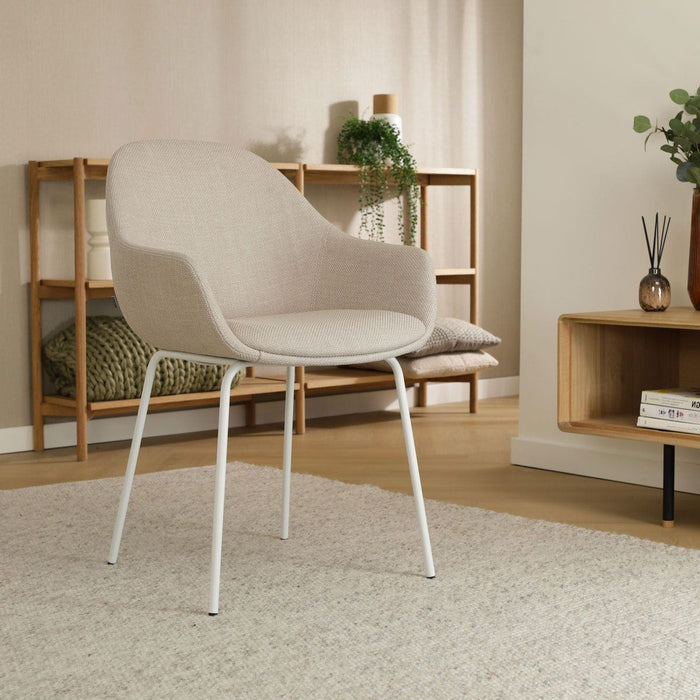 Nolon Nora-Mae Eetkamerstoelen Set van 2 - Beige - Witte Poten