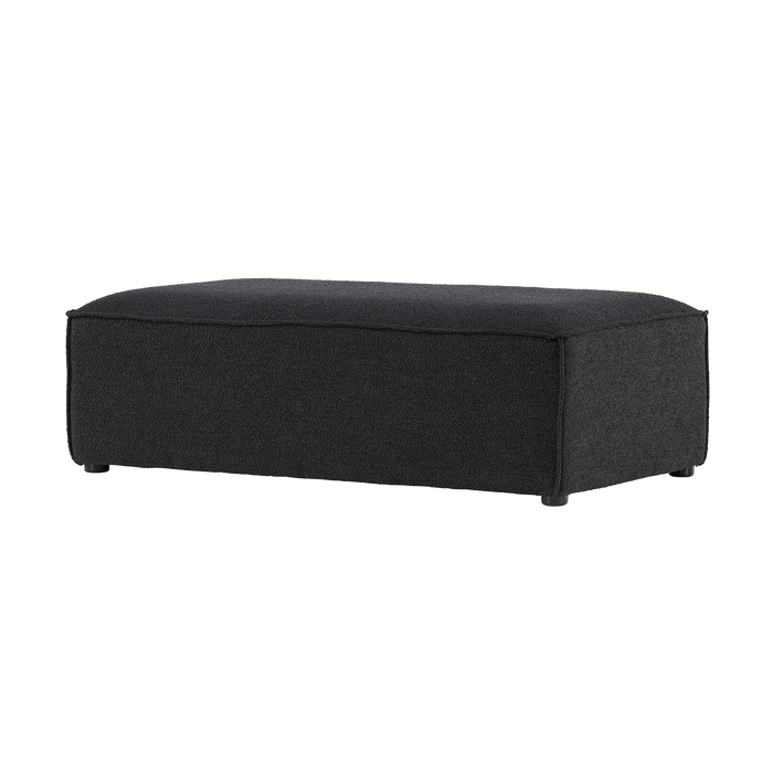 Nest living Arno Rechthoekige Bouclé Poef Zwart