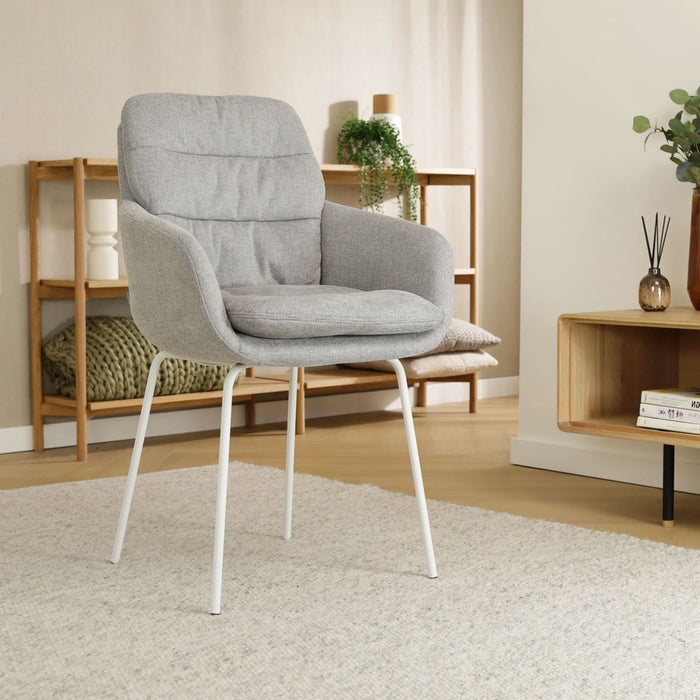 Nolon Nora-Mia Eetkamerstoelen Set van 2 - Grijs - Wit Onderstel