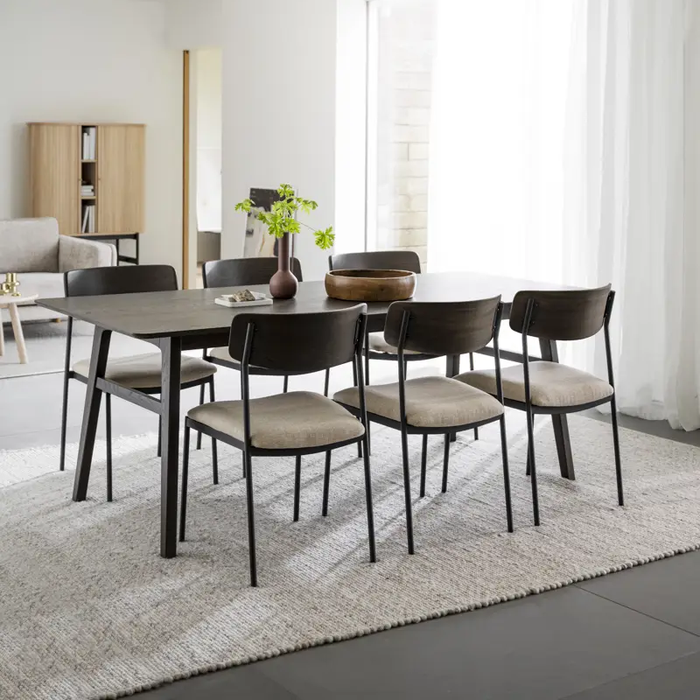 Rowico Home Maymont Eetkamerstoel met Beige Zitting - Donkerbruin