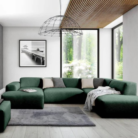 NADUVI Collection Nina U-bank Rechts - Velvet - Donkergroen