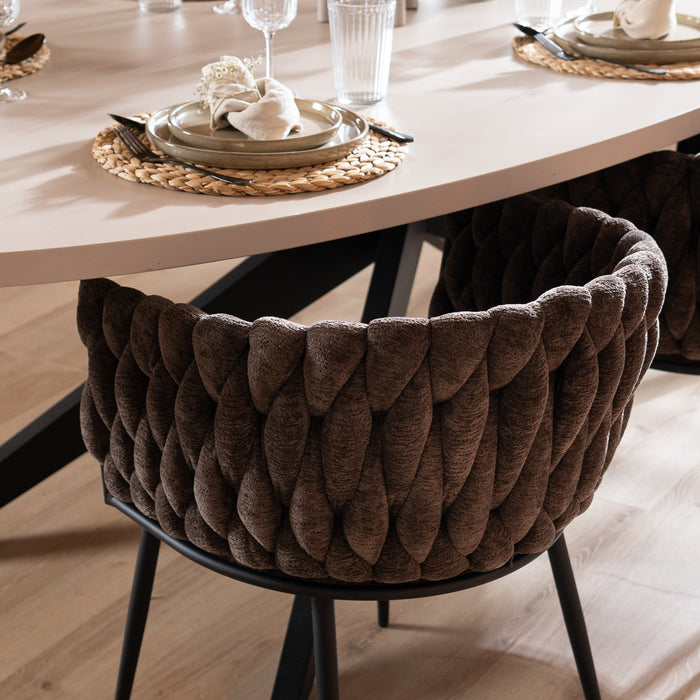 Bronx71 Eetkamerstoel River chenille bruin