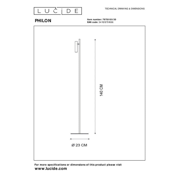 Lucide Philon Vloerlamp Zwart - 1 x Geïntegreerde LED