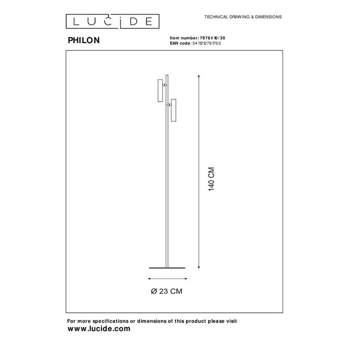 Lucide Philon Vloerlamp Zwart - 2 x Geïntegreerde LED