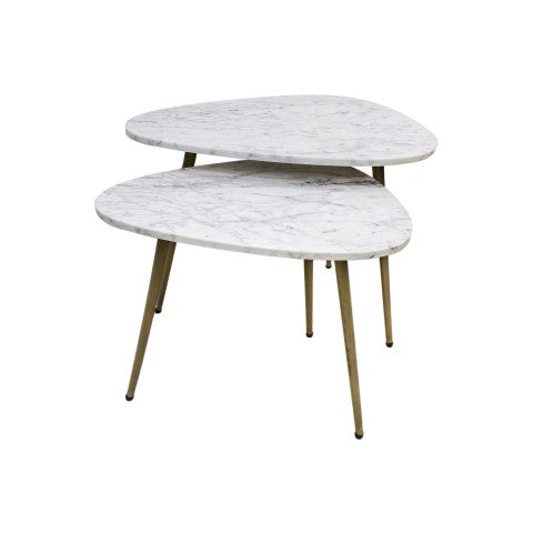 HSM Salontafel Marseille - 61x44x45|51x36x40 - Wit|goud