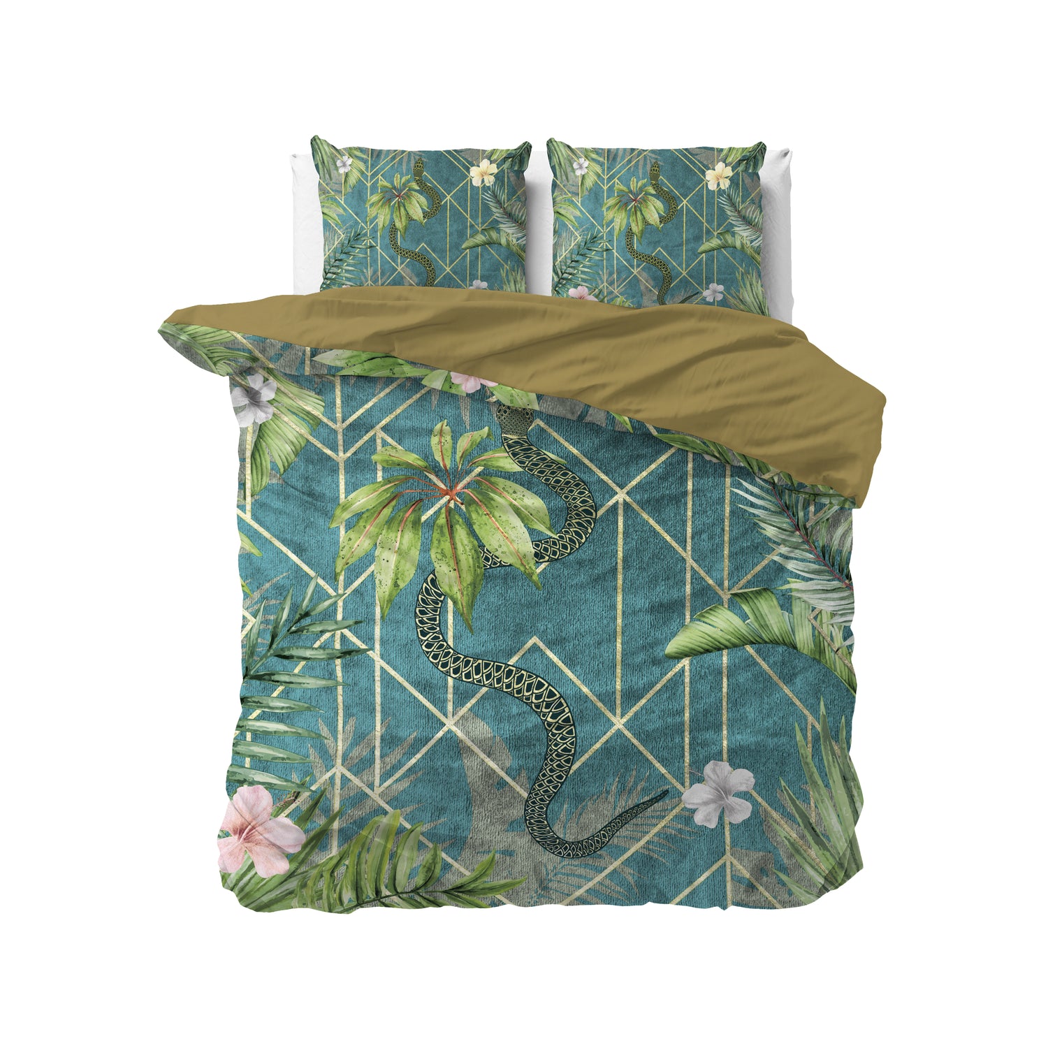 Sleeptime Dekbedovertrek Palm Wood green