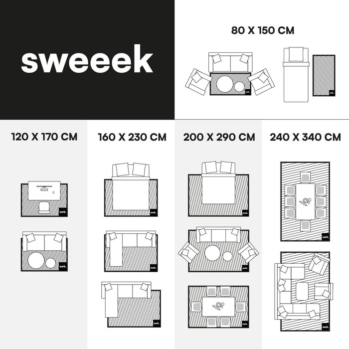 sweeek - Donkerblauw en crèmekleurig dambord vormig interieur tapijt
