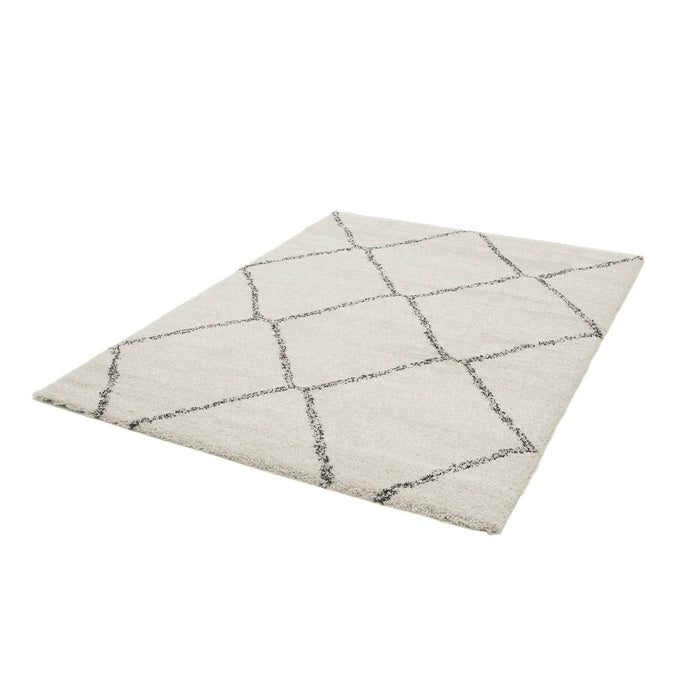 sweeek - Shaggy interieur tapijt, Berber stijl, wit en zwart