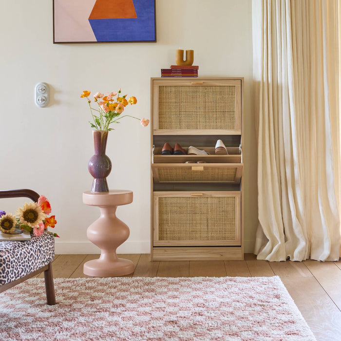 sweeek - Oud roze en crèmekleurig geruit interieur tapijt