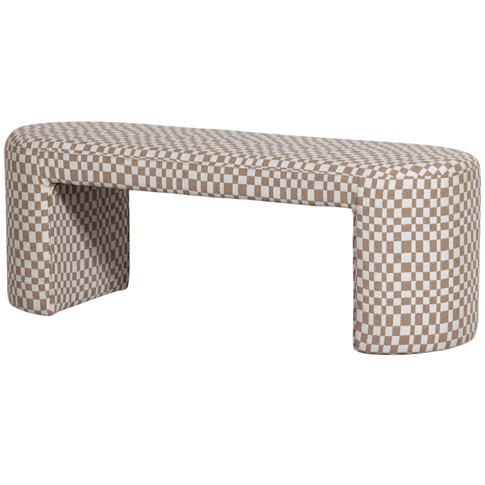 WOOOD Jacob Bankje - Polyester - Geruit - Zand - 46x130x46