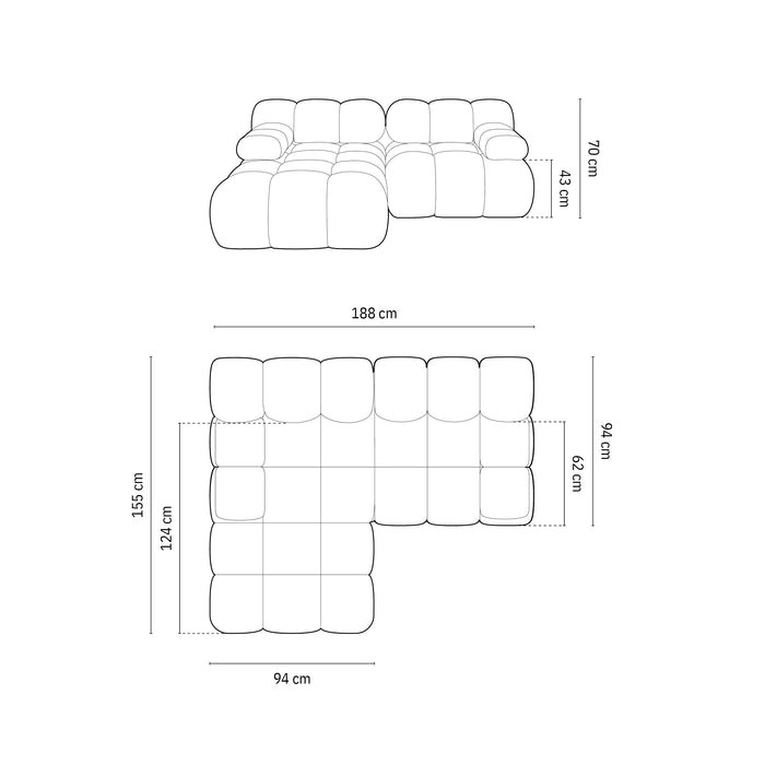 Milo Casa Tropea Modulaire 2-zitsbank met Hocker - Terracotta