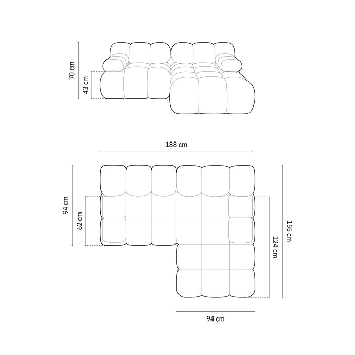 Milo Casa Tropea Modulaire Hoekbank 2,5-zits - Rechts - Roze