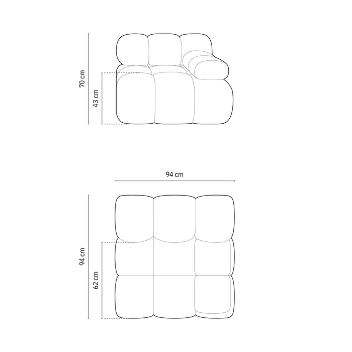 Milo Casa Tropea Modulair Bank Element - Hoek  Rechts - Roze