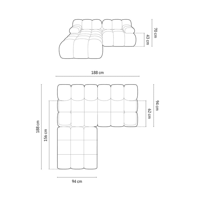 Milo Casa Tropea Modulaire 2-zitsbank met Hocker - Donkergrijs