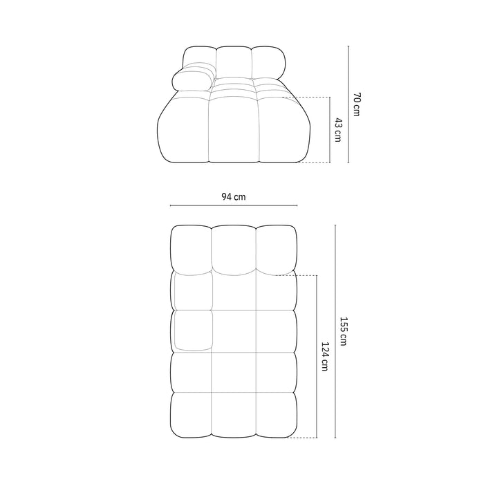 Milo Casa Tropea Modulair Bank Element - Chaise Longue Links - Bordeauxrood