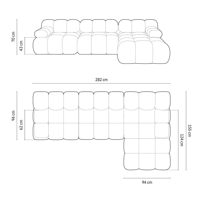 Milo Casa Tropea Modulaire Modulaire 3-zitsbank met Hocker - Donkergrijs