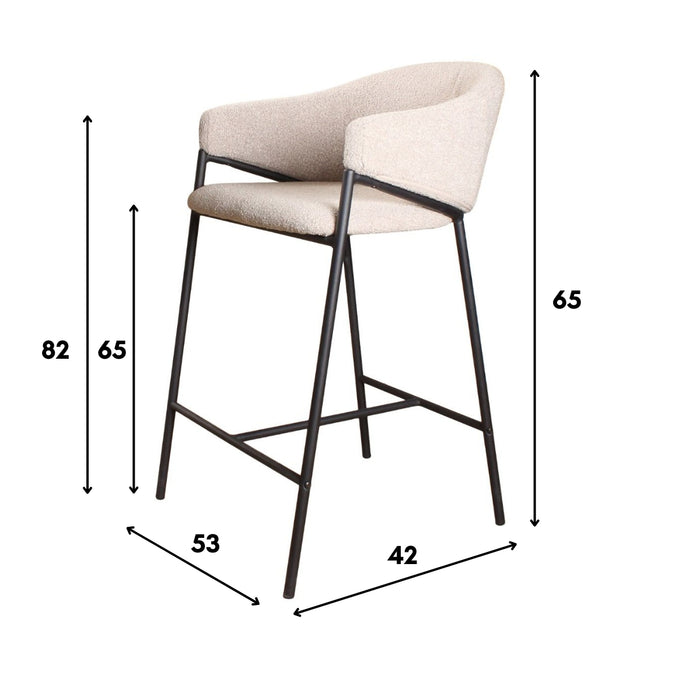 DS4U Elza barkruk boucle ivoor 65 cm