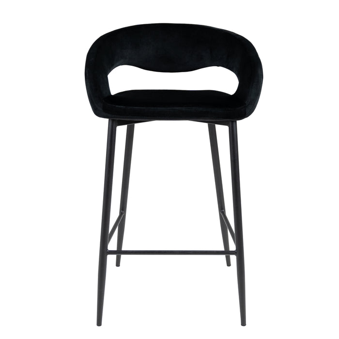 Kick barkruk Lenn velvet - Zwart