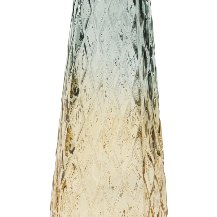 QUVIO Glazen vaas met patroon, geel|blauw - Hoogte 22 cm