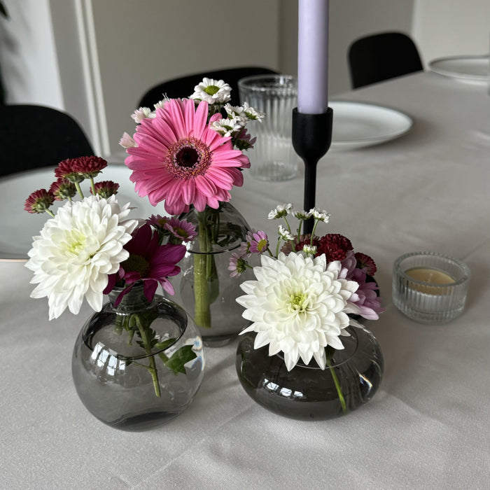 QUVIO Vazen set van 3 - Glas - Donkergrijs