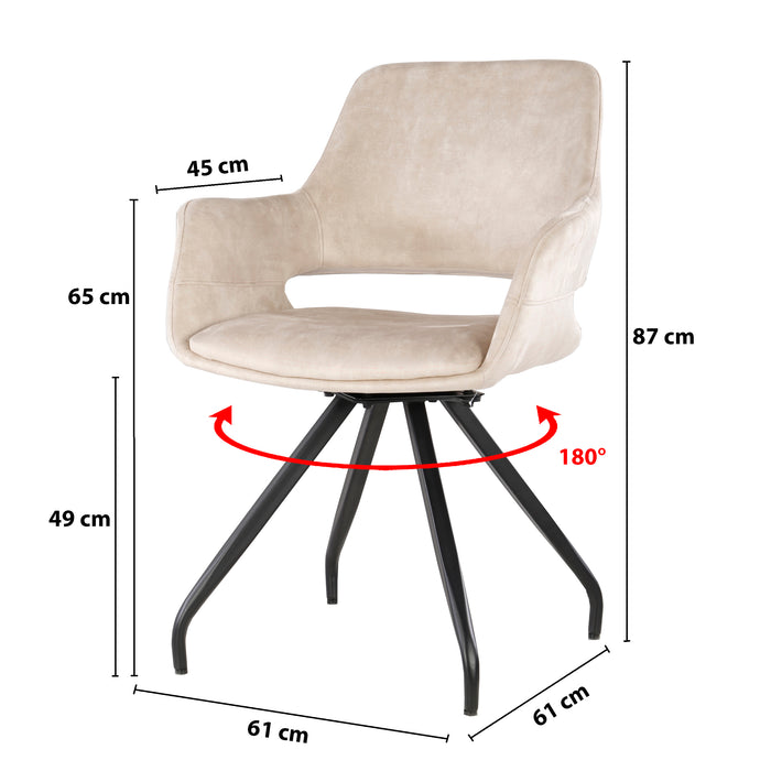 Livingfurn - Giga Meubel - Eetkamerstoel Capp Beige Velvet