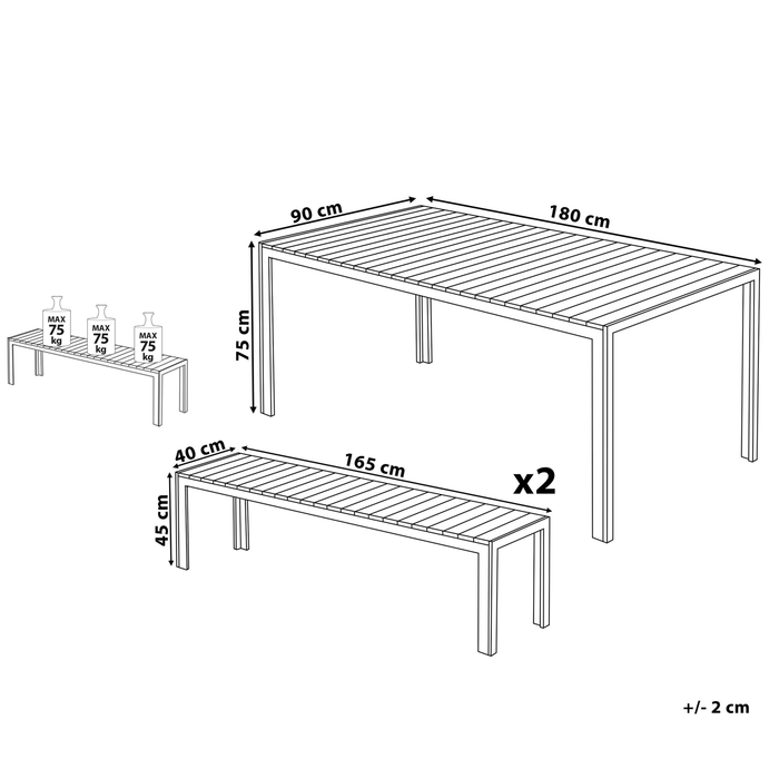 Beliani - NARDO - Tuinset voor 6 - Zwart|Bruin - Kunsthout
