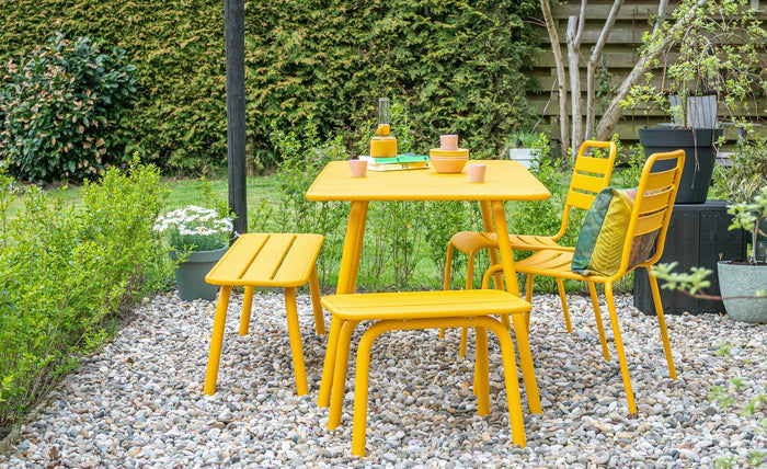 Metalen tuinset Max 150 cm okergeel - 4-delig