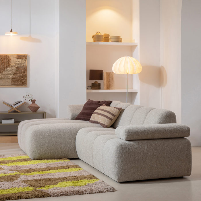 WOOOD Mojo Chaise Longue Bank Links - Bouclé - Beige Melange