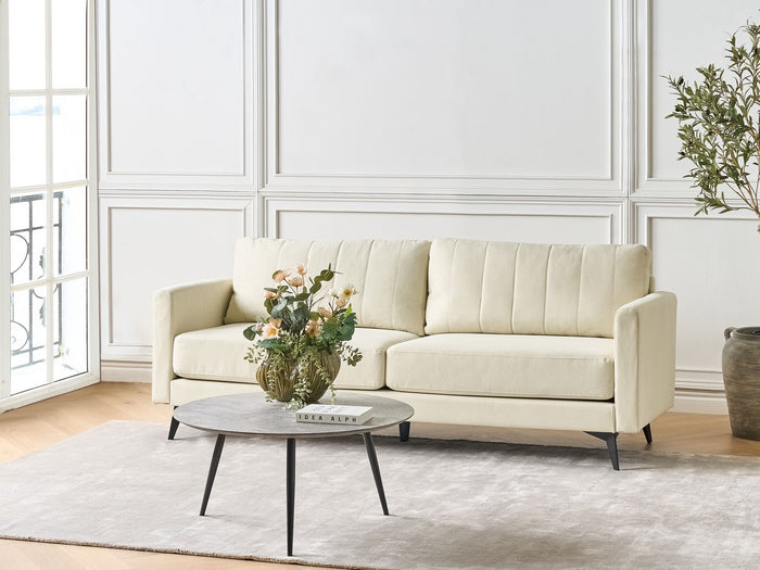 Beliani - MALA - Driezitsbank - Lichtbeige - Polyester
