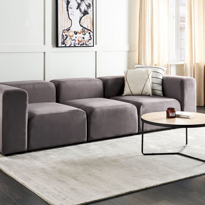 Beliani - FALSTERBO - Modulaire driezitsbank - Donkergrijs - Fluweel