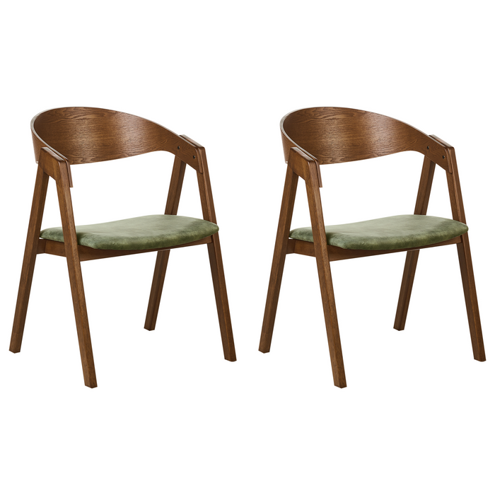 Beliani - YUBA - Eetkamerstoel set van 2 - Donkergroen - Fluweel