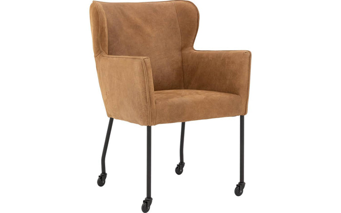 Goossens  Eetkamerstoel Leogang -  Leder met armleuning