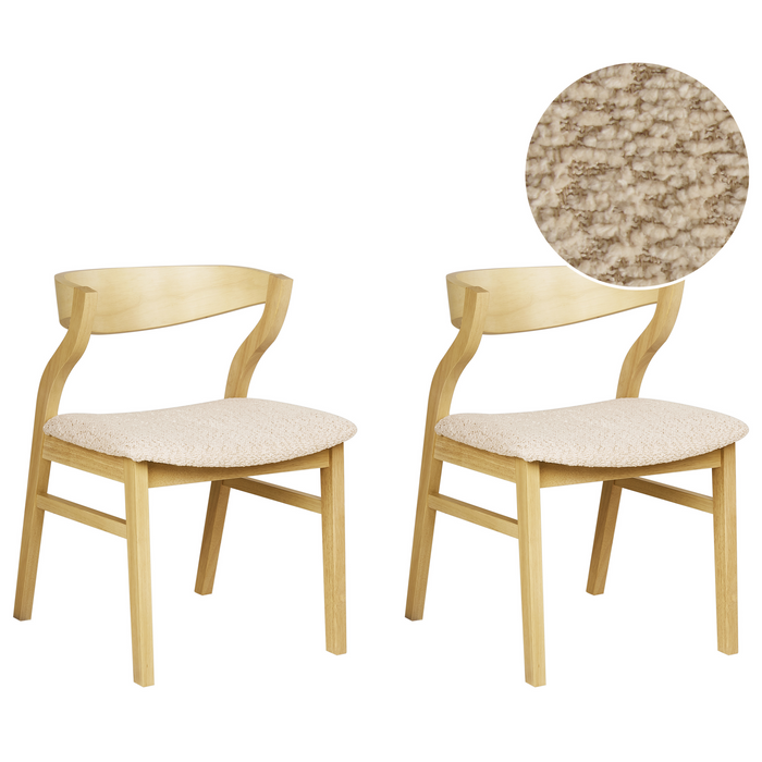 Beliani-YUBA-Eetkamerstoel set van 2-Lichtbruin|Lichtbeige-Fluweel