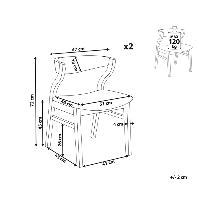 Beliani-YUBA-Eetkamerstoel set van 2-Lichtbruin|Lichtbeige-Fluweel