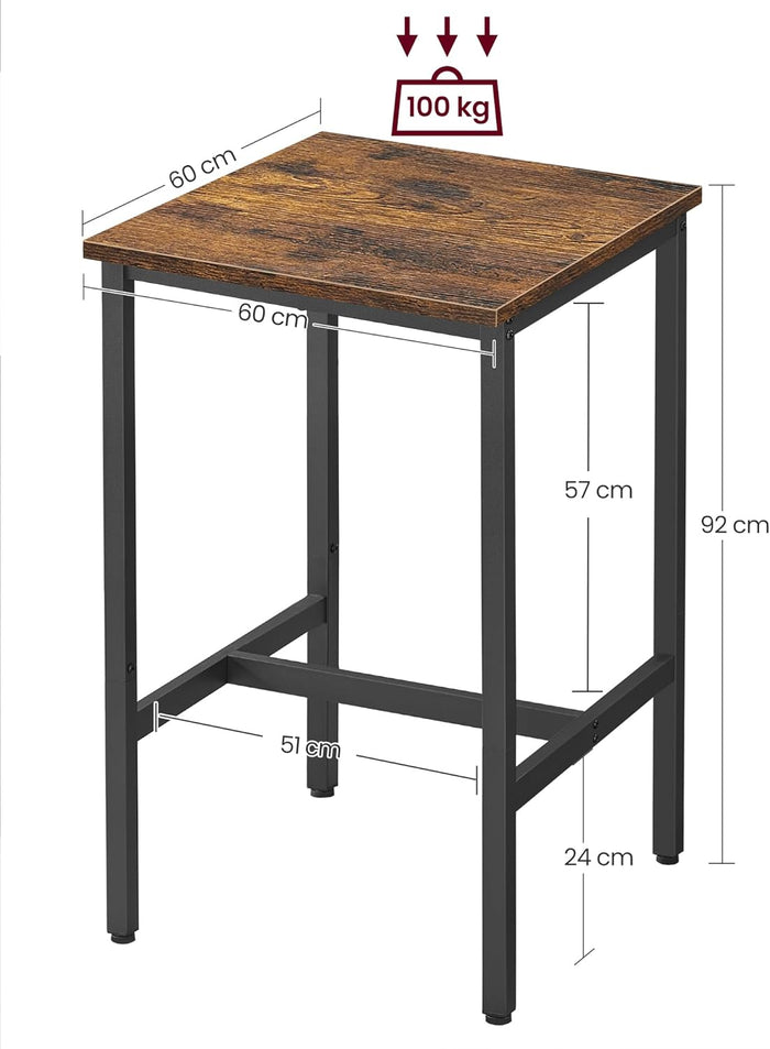 Bartafel, Hoge Keukentafel, Industriële Stijl, Vintage Bruin|Zwart