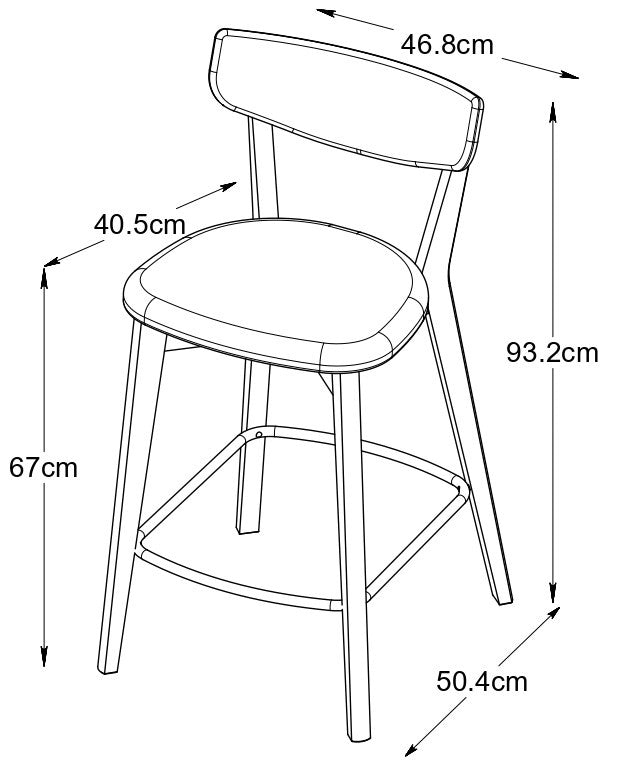Hygge Interiors Pero Counterstoel Zwart Eiken | PU-Leer set van 2