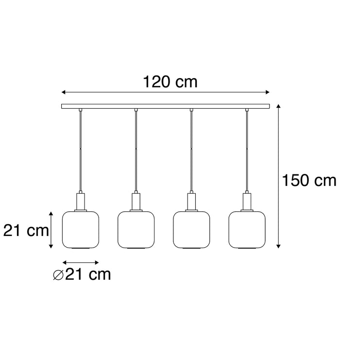 QAZQA Hanglamp zwart met goud en smoke glas incl. 4 PUCC - Zuzanna