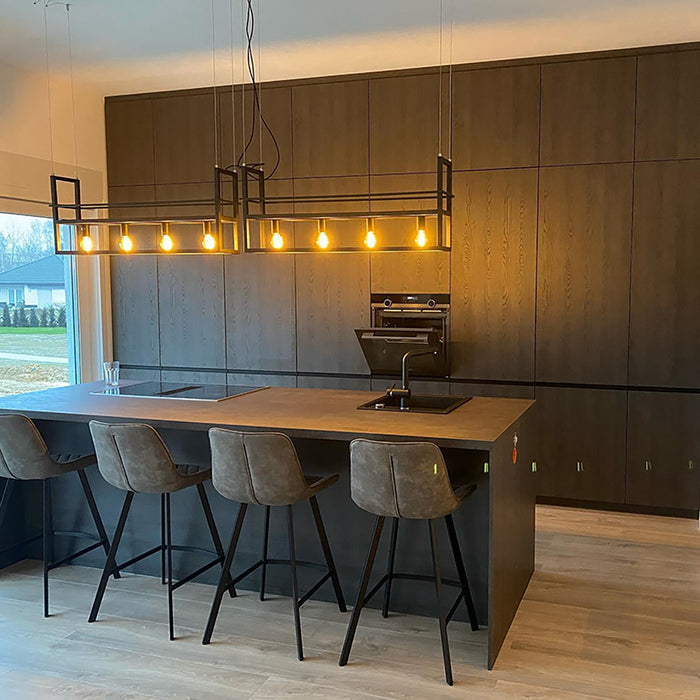 QAZQA Smart hanglamp zwart met rek incl. 4 Wifi A60 - Cage Rack