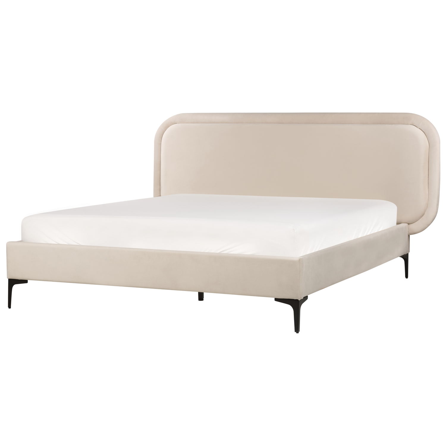 Beliani-SUZETTE-Tweepersoonsbed-Lichtbeige-160 x 200 cm-Polyester