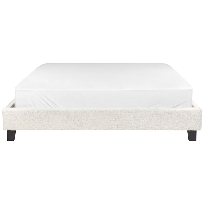 Beliani-ROANNE -Tweepersoonsbed-Lichtbeige-160 x 200 cm-Bouclé