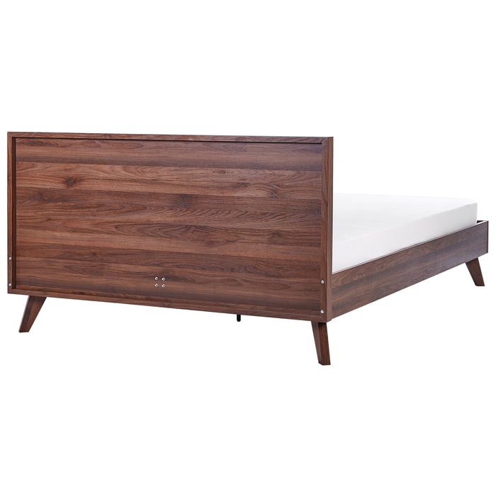 Beliani-MONPAZIER -Tweepersoonsbed-Donkerhout-180 x 200 cm-Rotan