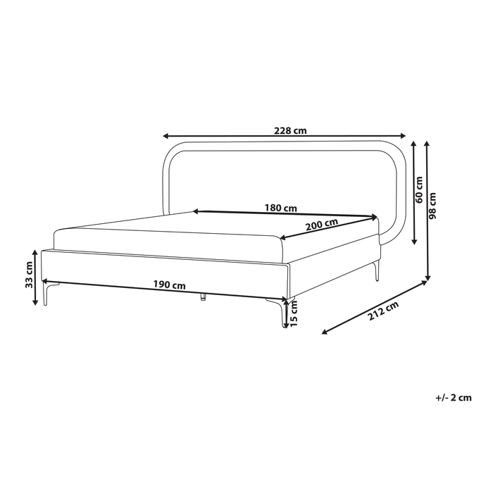 Beliani - SUZETTE - Tweepersoonsbed - Taupe - 180 x 200 cm - Polyester