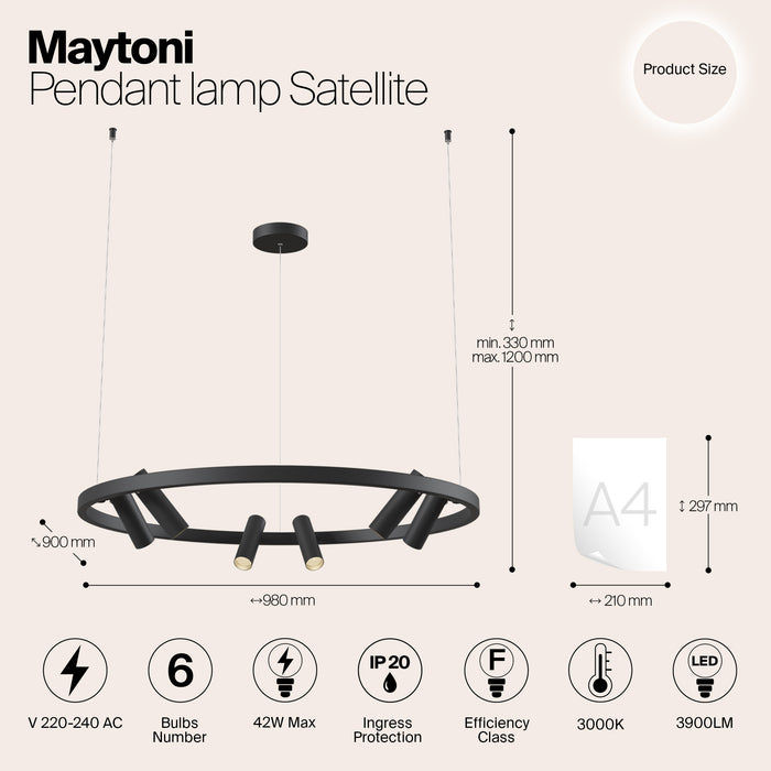Maytoni - Hanglamp Satellite - Zwart