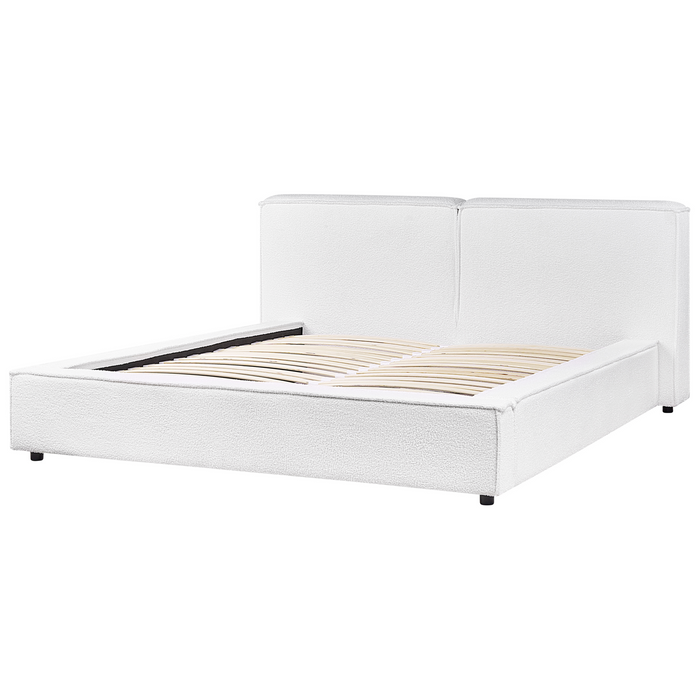 Beliani - LINARDS - Bed - Wit - 160 x 200 cm - Bouclé