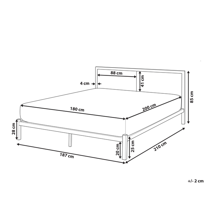Beliani-CLAMART-Tweepersoonsbed-Lichtbeige-180 x 200 cm-Metaal