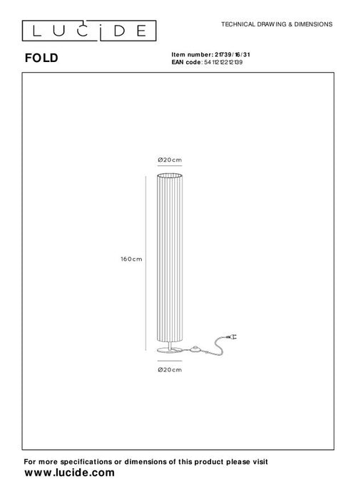 Lucide FOLD Vloerlamp - Wit