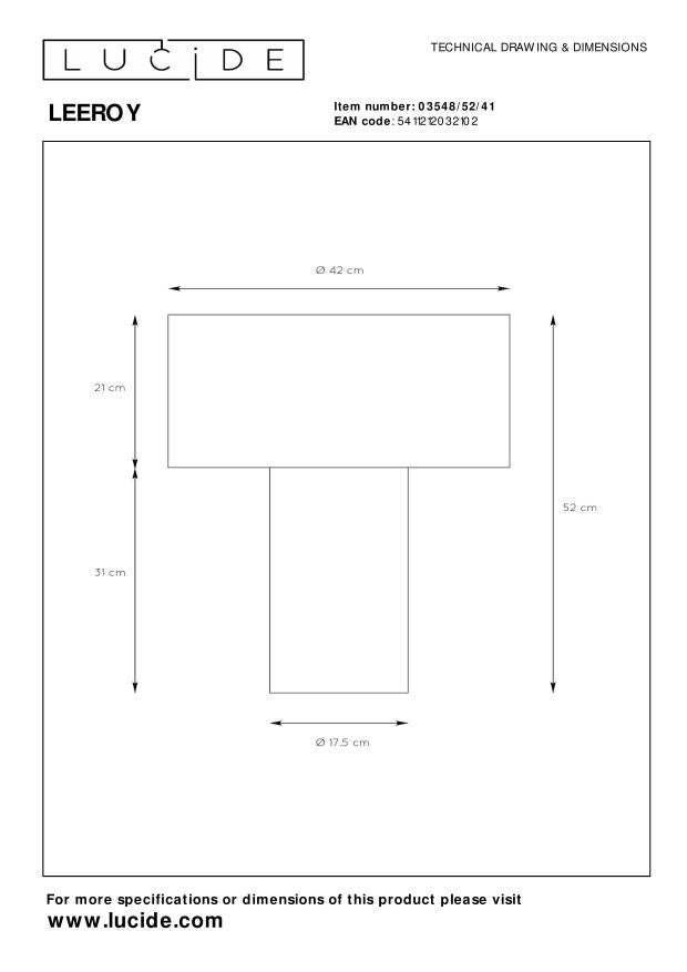 Lucide LEEROY Tafellamp - Taupe