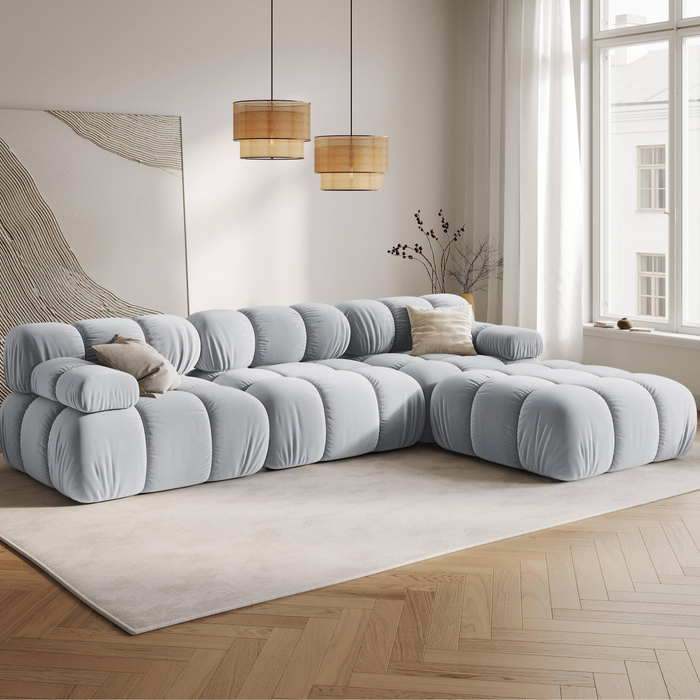 Milo Casa Tropea Modulaire Modulaire 3-zitsbank met Hocker - Lichtblauw