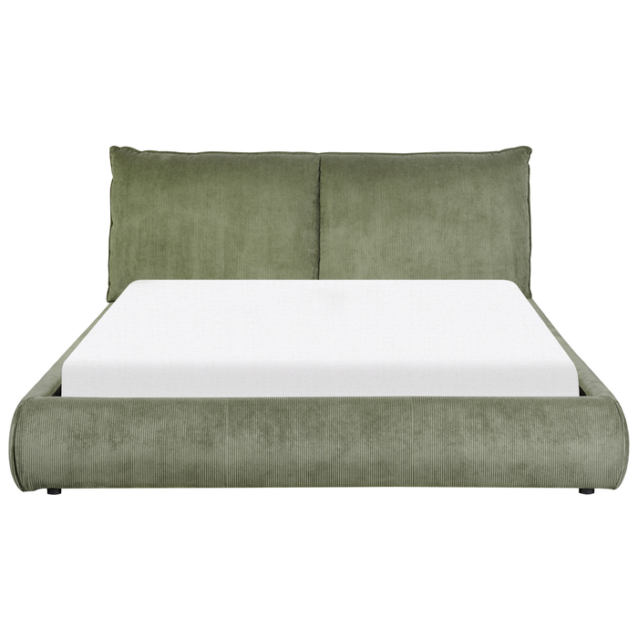 Beliani-VINAY-Tweepersoonsbed-Olijfgroen-160 x 200 cm-Corduroy