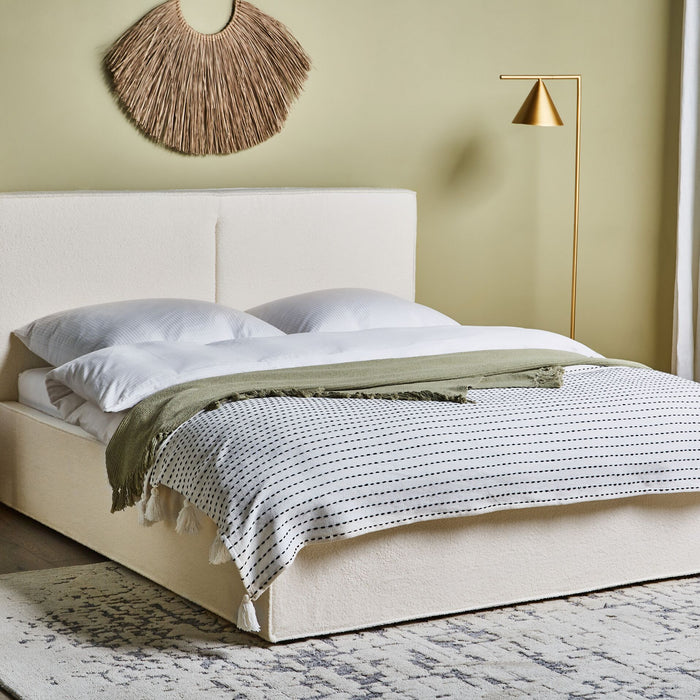 Beliani-MOISSAC-Tweepersoonsbed-Gebroken wit-160 x 200 cm-Polyester